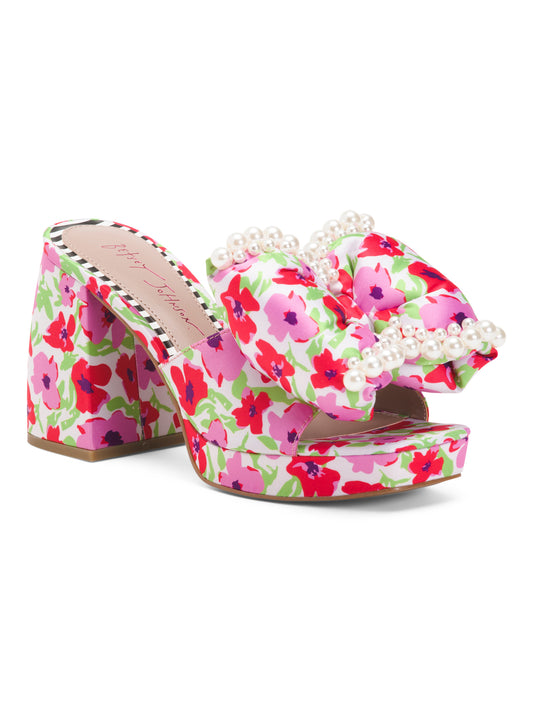 Floral Heeled Bow Sandals