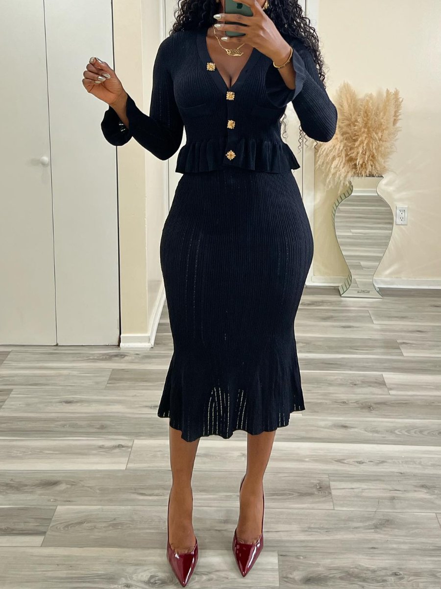 (⏰Big Sale)Demure Knit 2pc Skirt Set