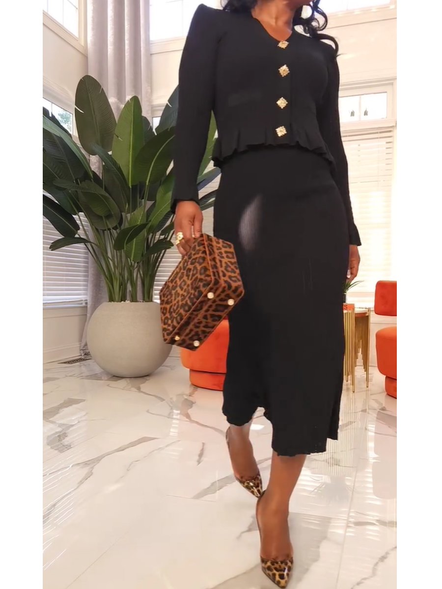 (⏰Big Sale)Demure Knit 2pc Skirt Set
