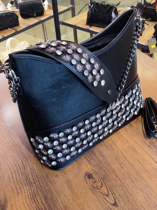 Studded Leather Shoulder Bag