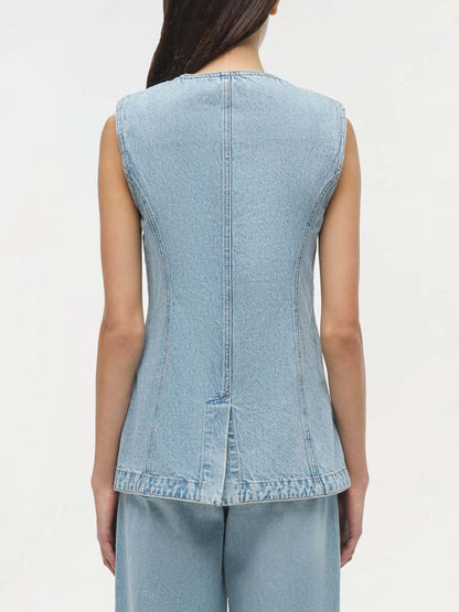 Denim Sleeveless Top & Barrel Leg Jeans