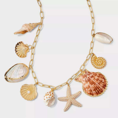 Fashion Beach Shell Starfish Sea Shell Necklace Earrings