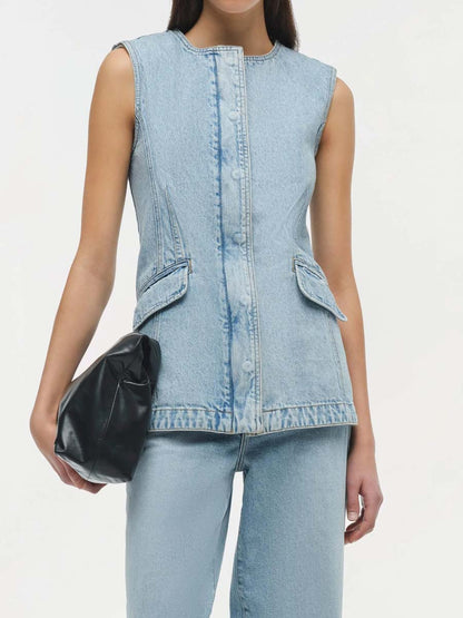Denim Sleeveless Top & Barrel Leg Jeans
