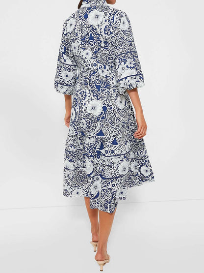 Floral Print Puff Sleeve Maxi Dress