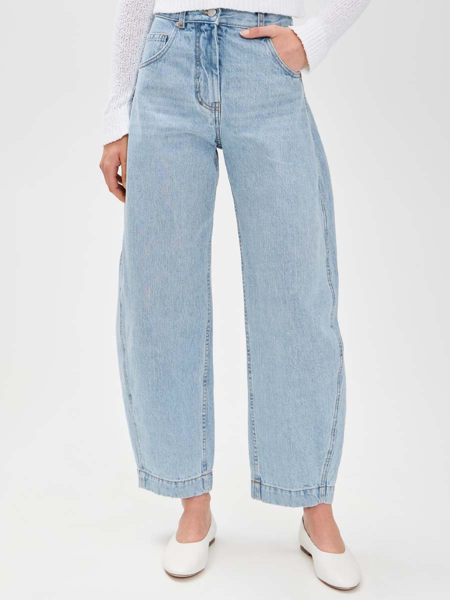 Denim Sleeveless Top & Barrel Leg Jeans