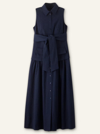 Sleeveless Waist Tie Maxi Dress