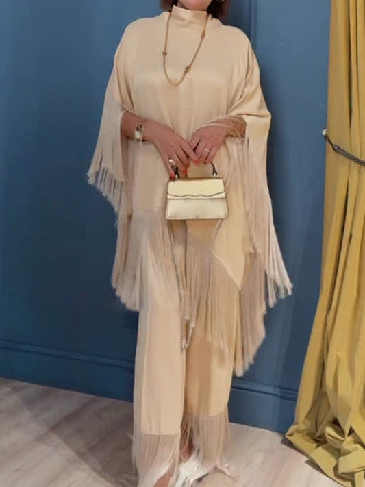 High Neck Tassel Two Pieces Set