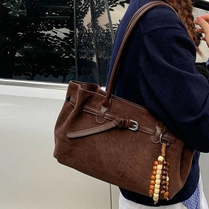 Vintage Large Capacity Suede Tote Bag Underarm Bag