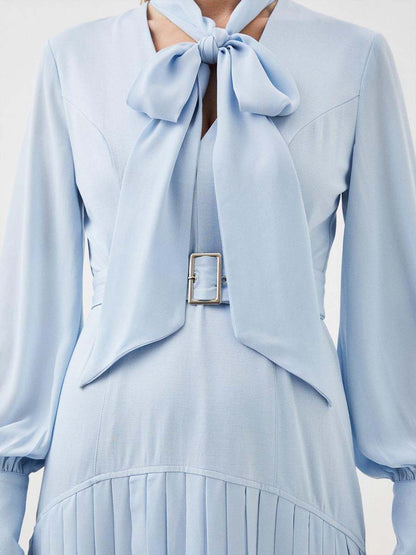 Balloon Sleeve Pleated Patchwork Dress