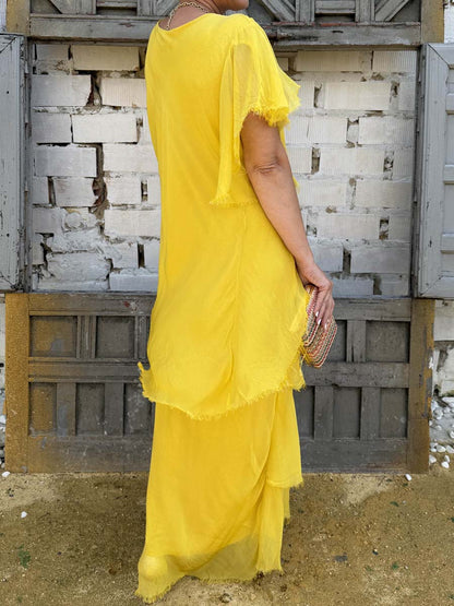 Asymmetric Solid Maxi Dress