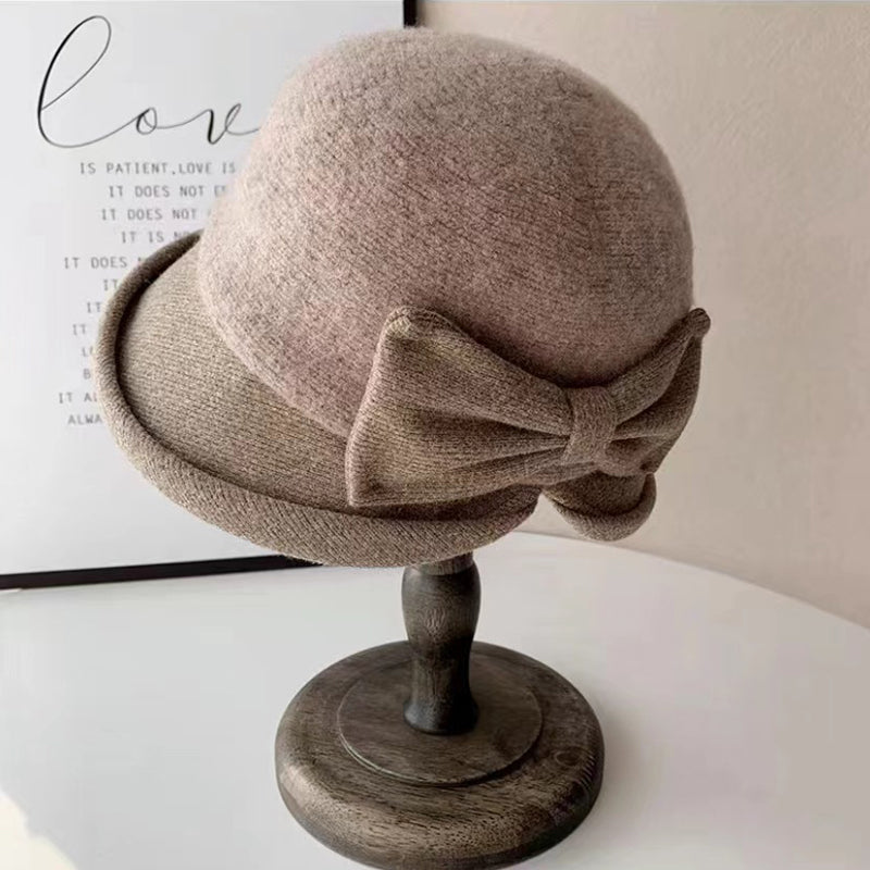 Elegant Wool Hat Bow Topper