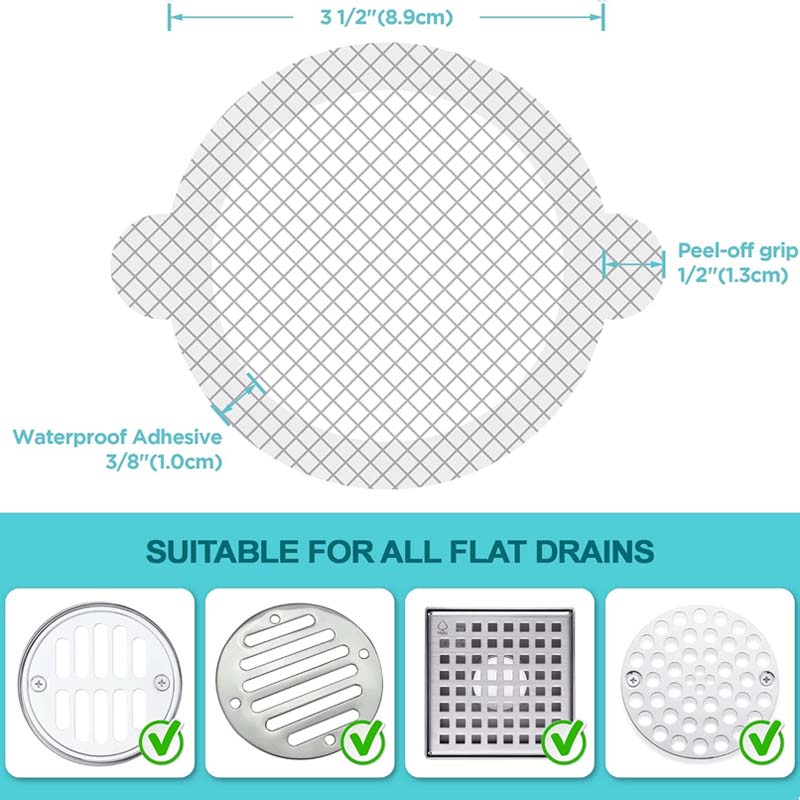 30 Pack Disposable Shower Drain Hair Catcher Mesh Stickers