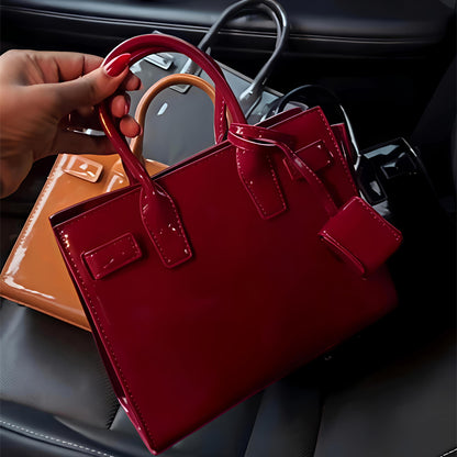 Accordion-style Patent Leather Shoulder Bag Handbag
