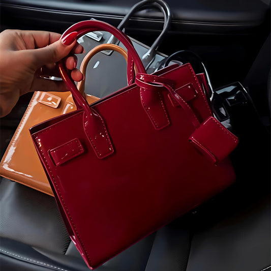 Accordion-style Patent Leather Shoulder Bag Handbag