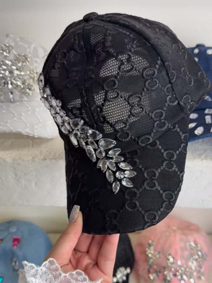 Mesh Rhinestone Sparkle Cap