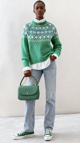Fresh Green Long Sleeve Sweater