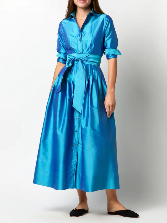 Classic Point Collar Belt Shirtwaist Dress