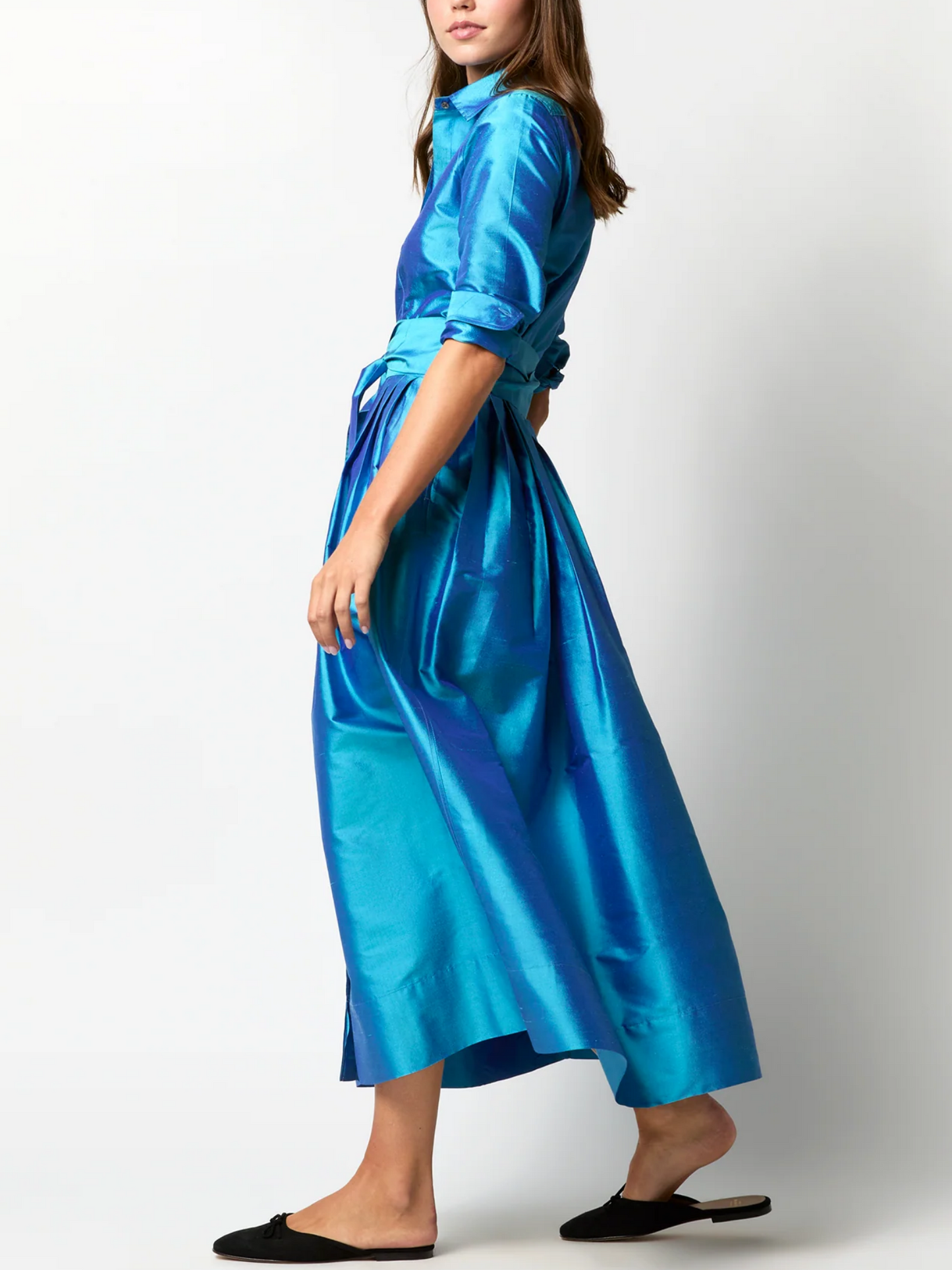Classic Point Collar Belt Shirtwaist Dress