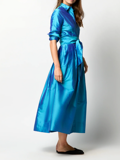 Classic Point Collar Belt Shirtwaist Dress