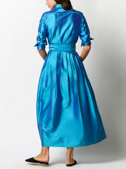 Classic Point Collar Belt Shirtwaist Dress