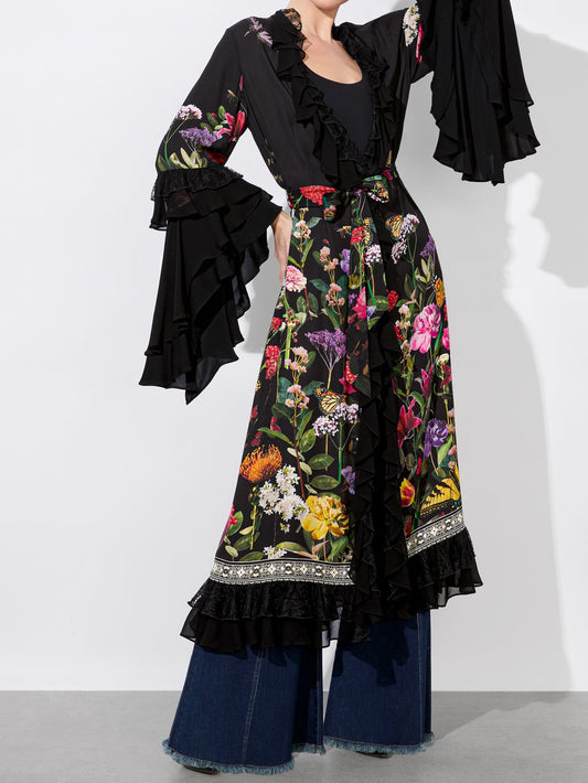 Lace Ruffles Maxi Robe