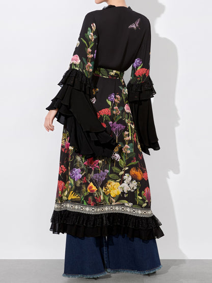 Lace Ruffles Maxi Robe