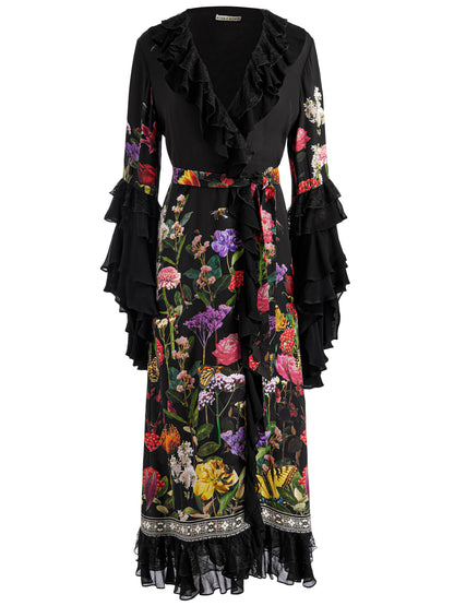 Lace Ruffles Maxi Robe