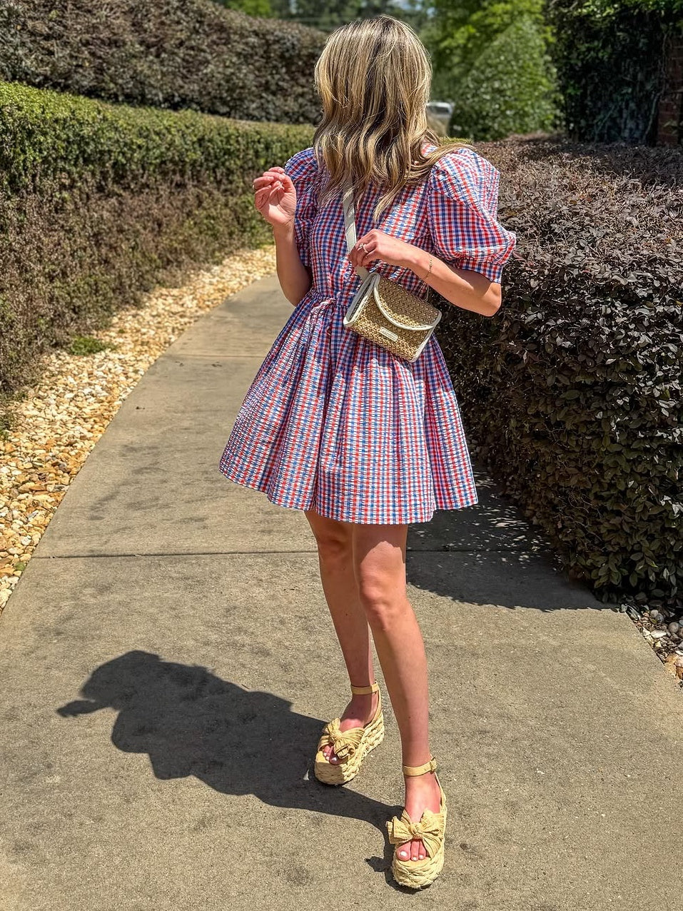 Puff Sleeve Gingham Mini Dress