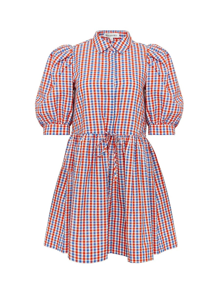 Puff Sleeve Gingham Mini Dress