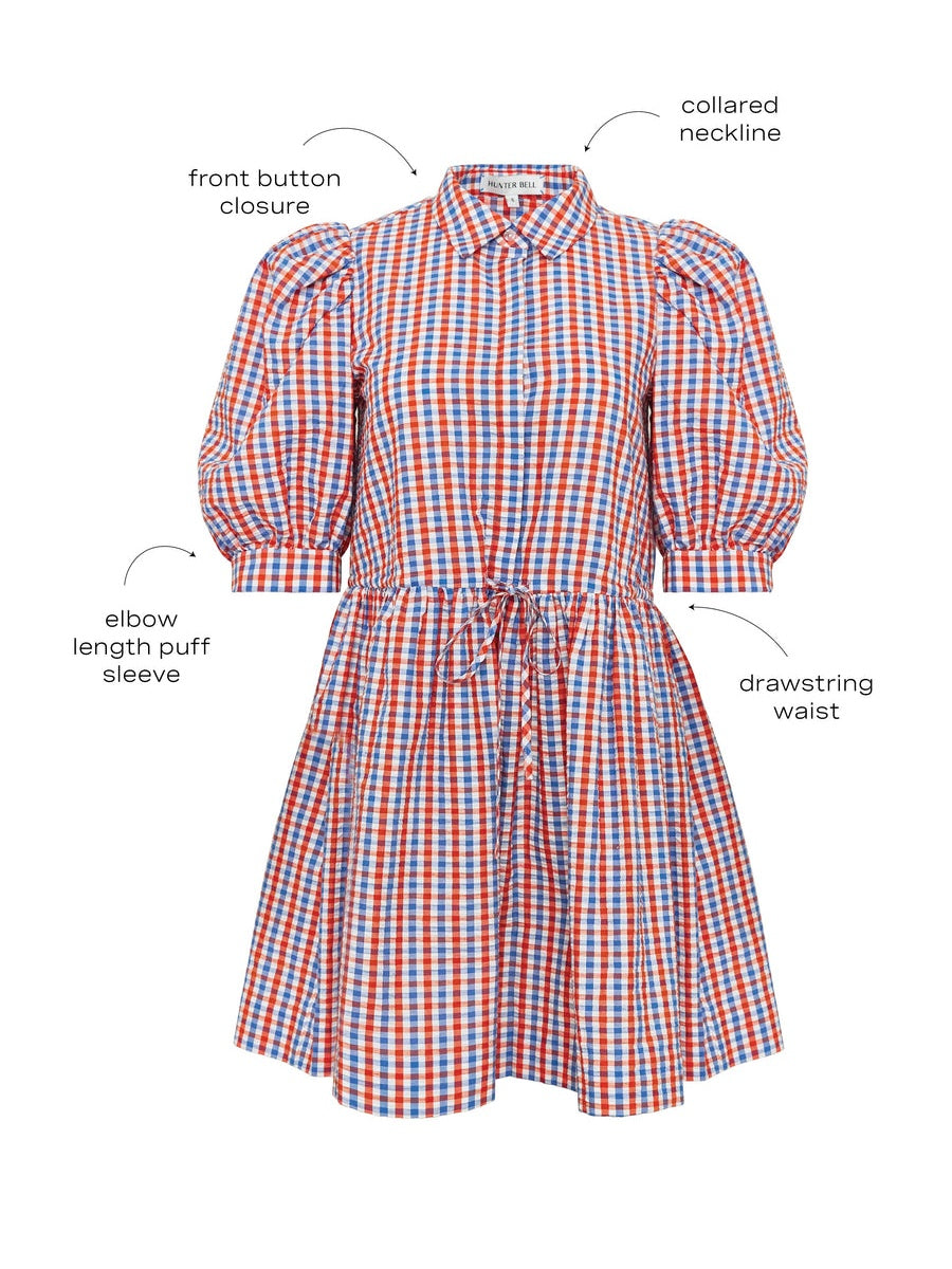 Puff Sleeve Gingham Mini Dress