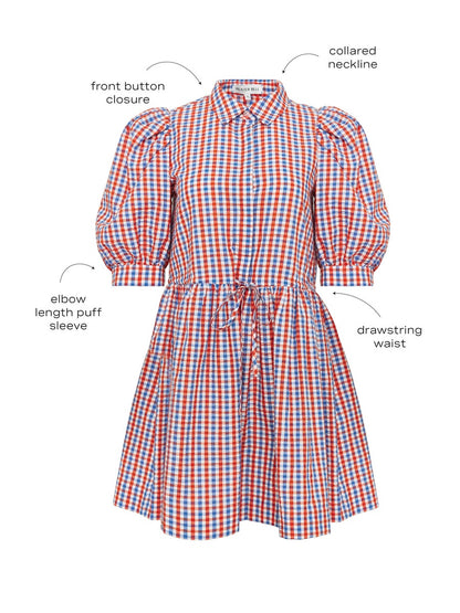Puff Sleeve Gingham Mini Dress