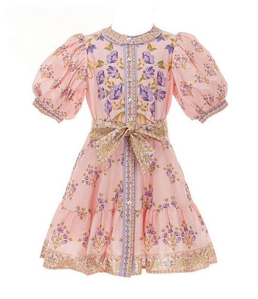 Little Girls 2T-6X Bubble Sleeve Floral Dress