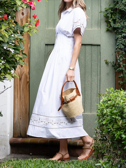 Embroidered Cotton Poplin Maxi Dress