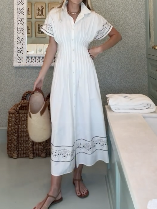 Embroidered Cotton Poplin Maxi Dress