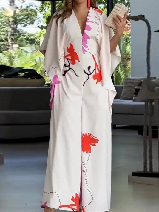 V-neck Design Slim Jumpsuit