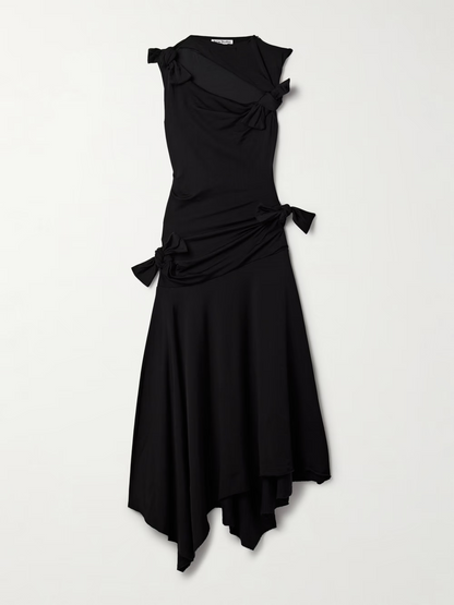 Asymmetric Knotted Cutout Midi Dress