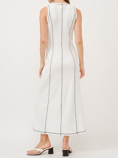 Sleek Contrast Maxi Dress