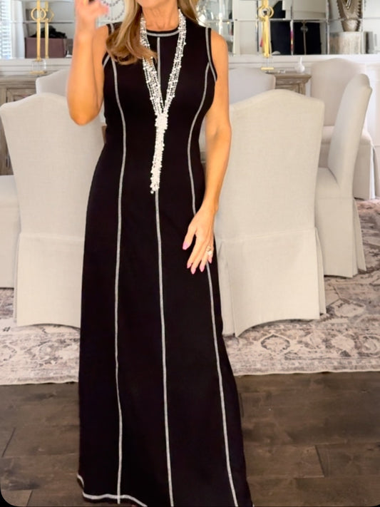 Sleek Contrast Maxi Dress