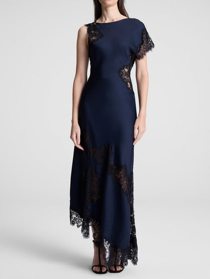 Satin Lace Maxi Dress