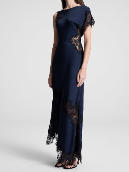 Satin Lace Maxi Dress