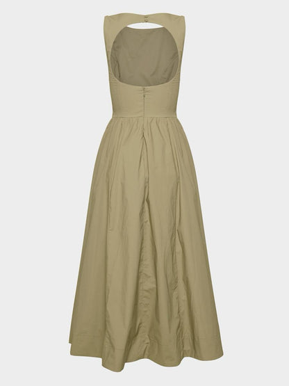 Cotton Poplin Open-back Fit-and-flare Dress
