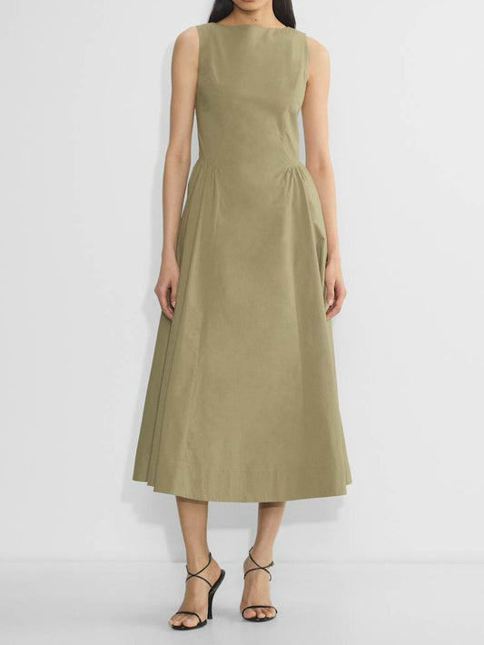 Cotton Poplin Open-back Fit-and-flare Dress