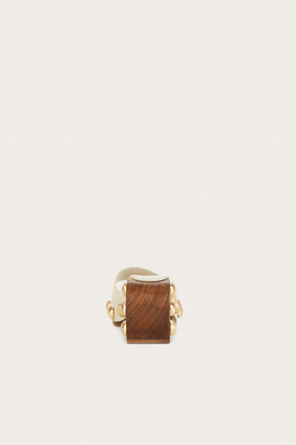 Elegant Curved Wood Frame Sandal