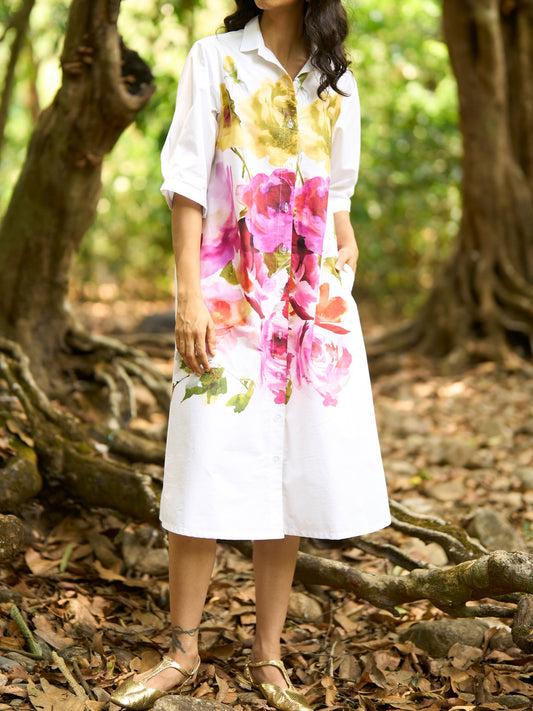Watercolour Floral Shirt Dress
