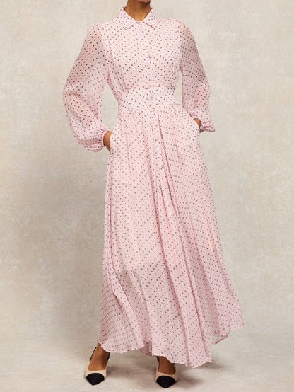 Pink Polka Dot Maxi Dress