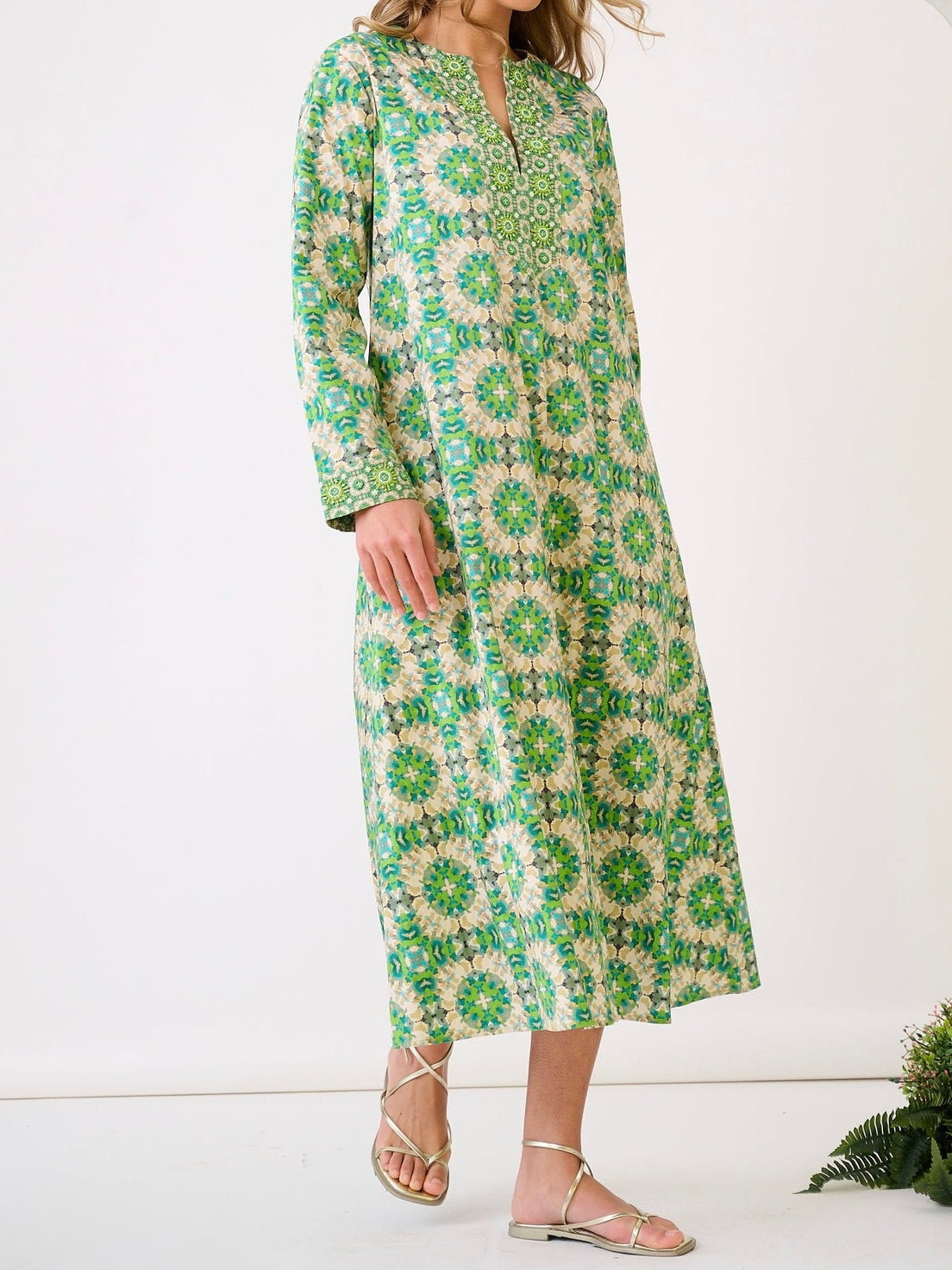 Turtleback Print Kaftan Dress