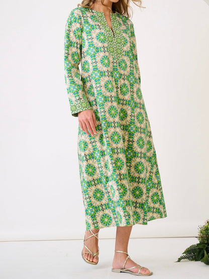 Turtleback Print Kaftan Dress