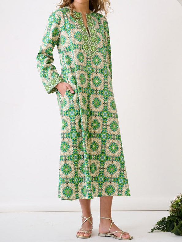 Turtleback Print Kaftan Dress