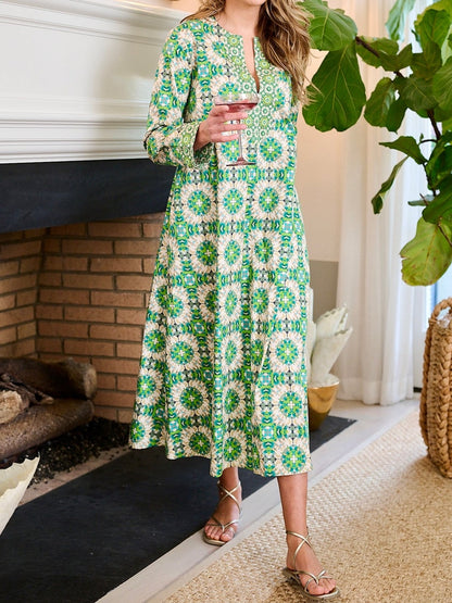 Turtleback Print Kaftan Dress