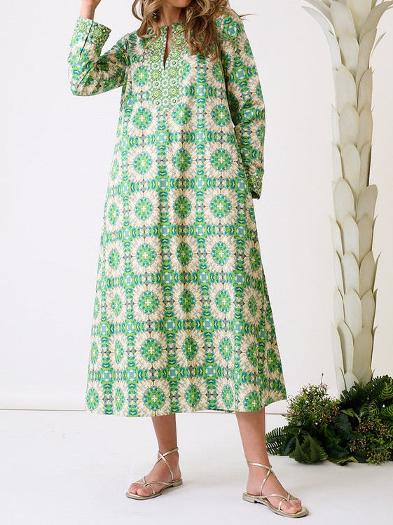Turtleback Print Kaftan Dress